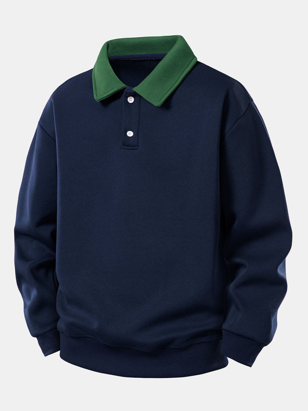 Bequemes Kontrast-Polo Sweatshirt mit entspannter Passform
