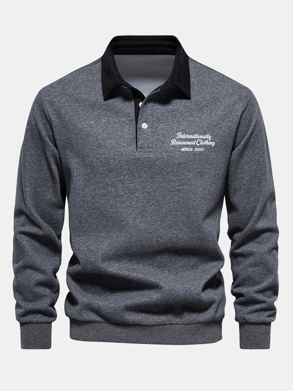 Sweatshirt mit Slogan und kontrastierendem Polokragen