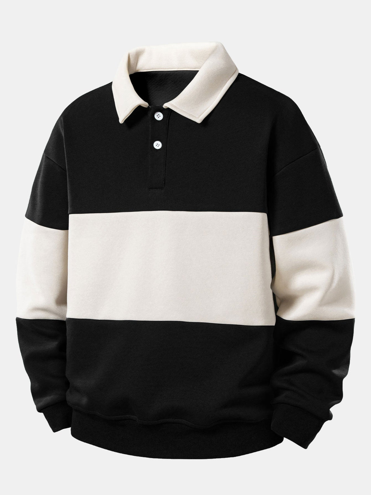Bequemes Sweatshirt mit Farbblock-Design und Polo-Kragen