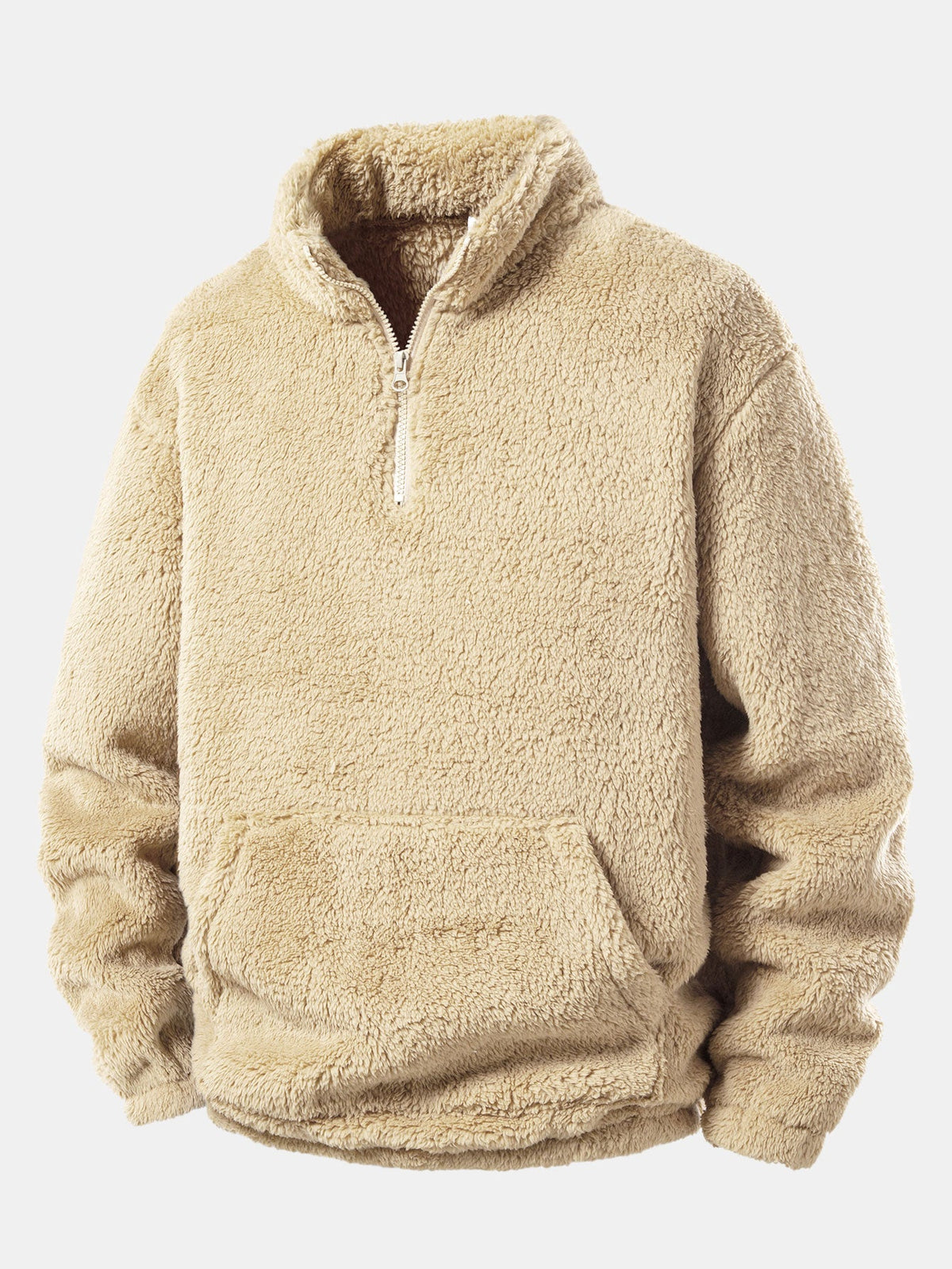 Viertelreißverschluss Sweatshirt mit Teddy-Futter