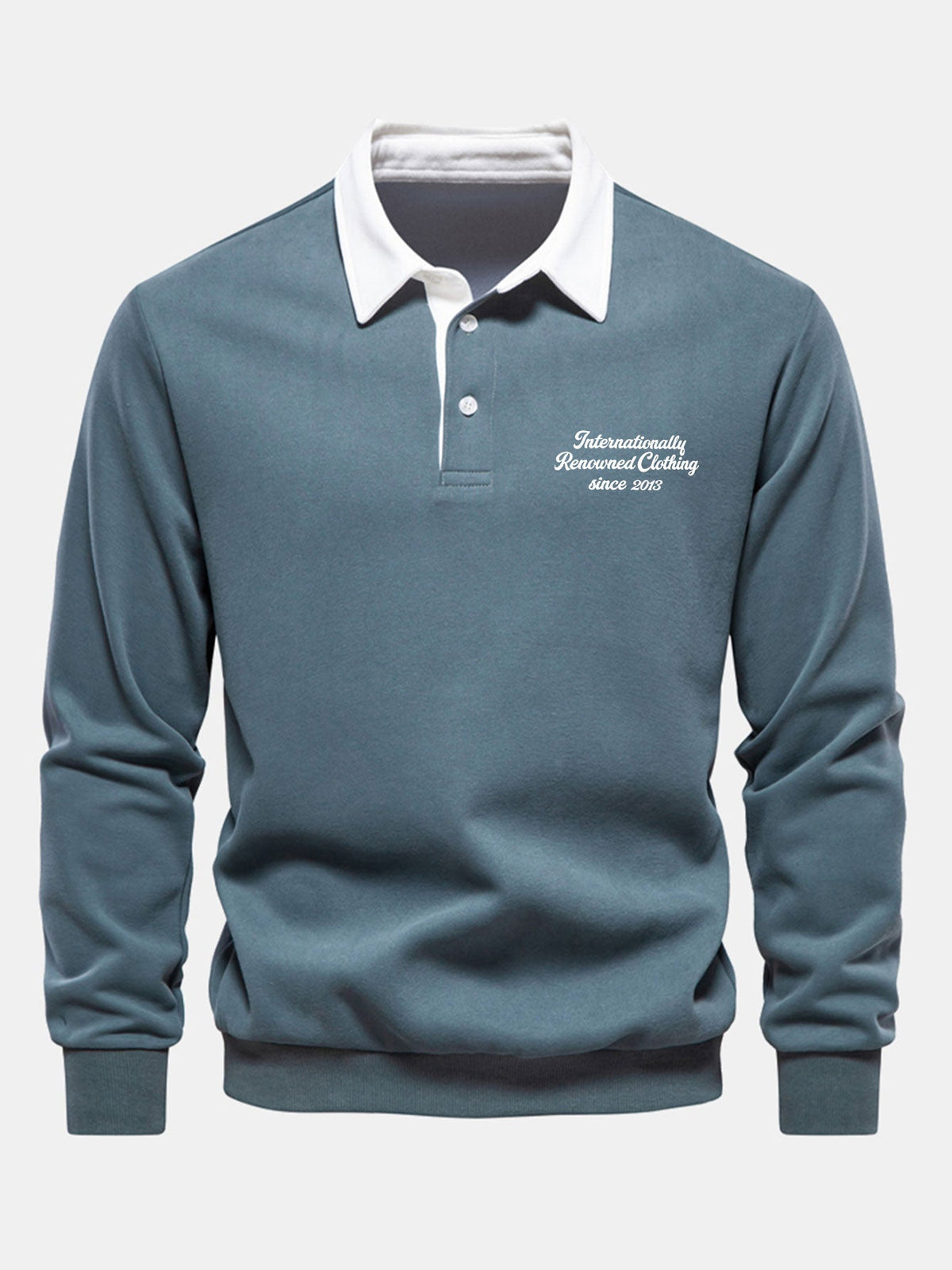 Sweatshirt mit Slogan und kontrastierendem Polokragen