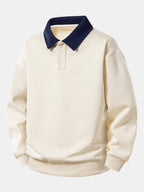 Bequemes Kontrast-Polo Sweatshirt mit entspannter Passform