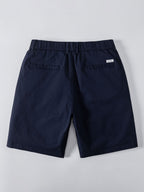 Kurzarm Baumwollhemd mit Streifen, Stehkragen und elastischer Taille – Chino Shorts