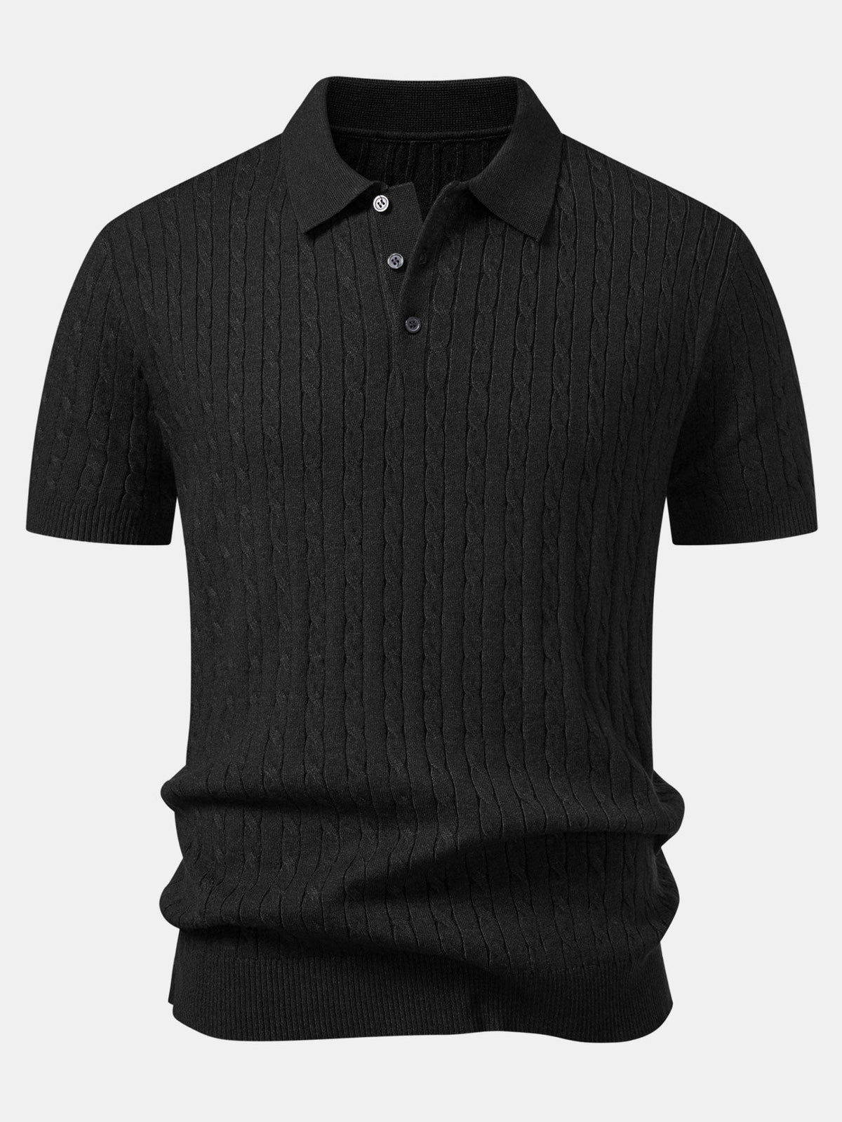 Jacquard Strick-Polo mit gedrehtem Design & Slim Fit Hose