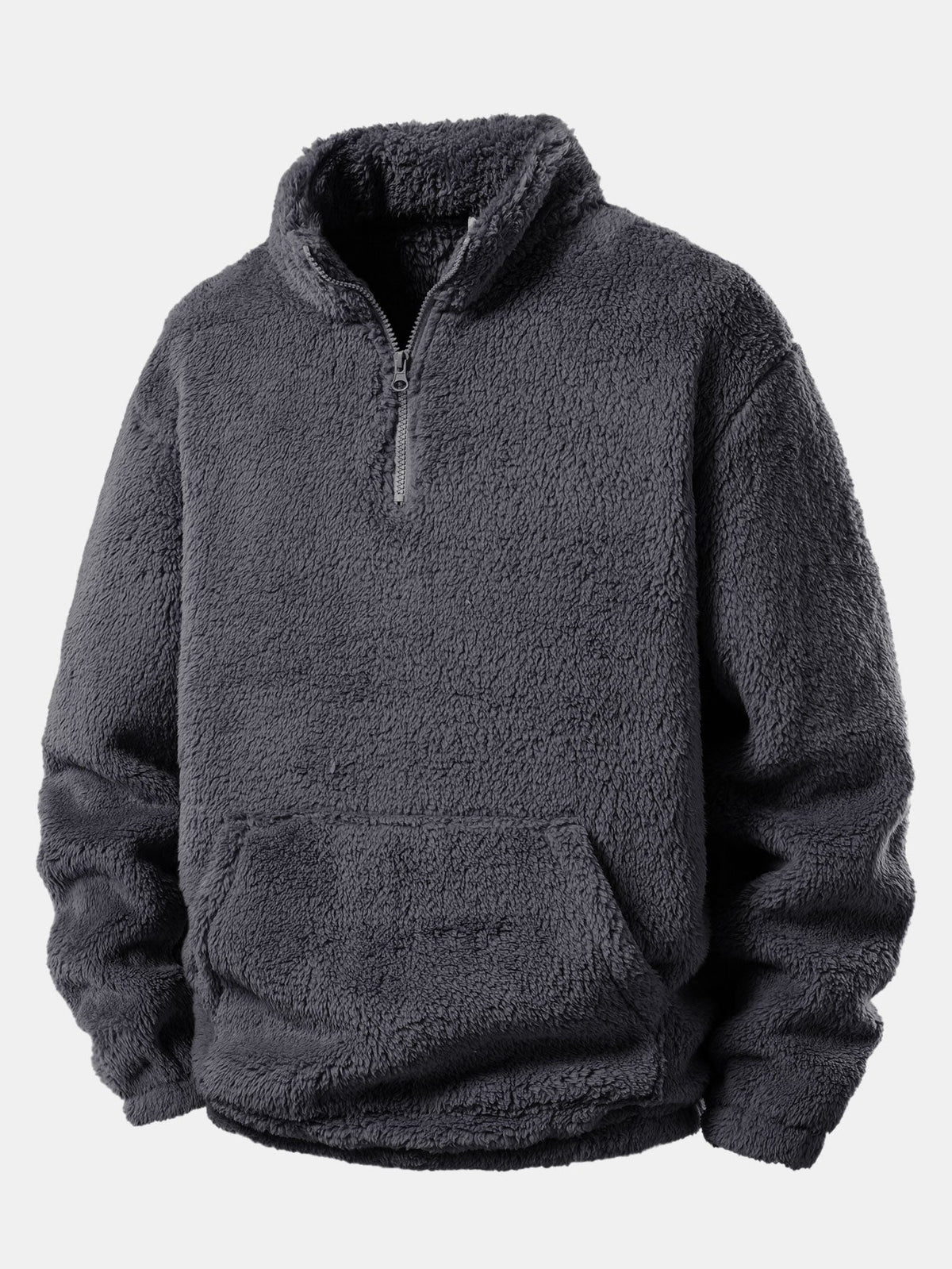Viertelreißverschluss Sweatshirt mit Teddy-Futter