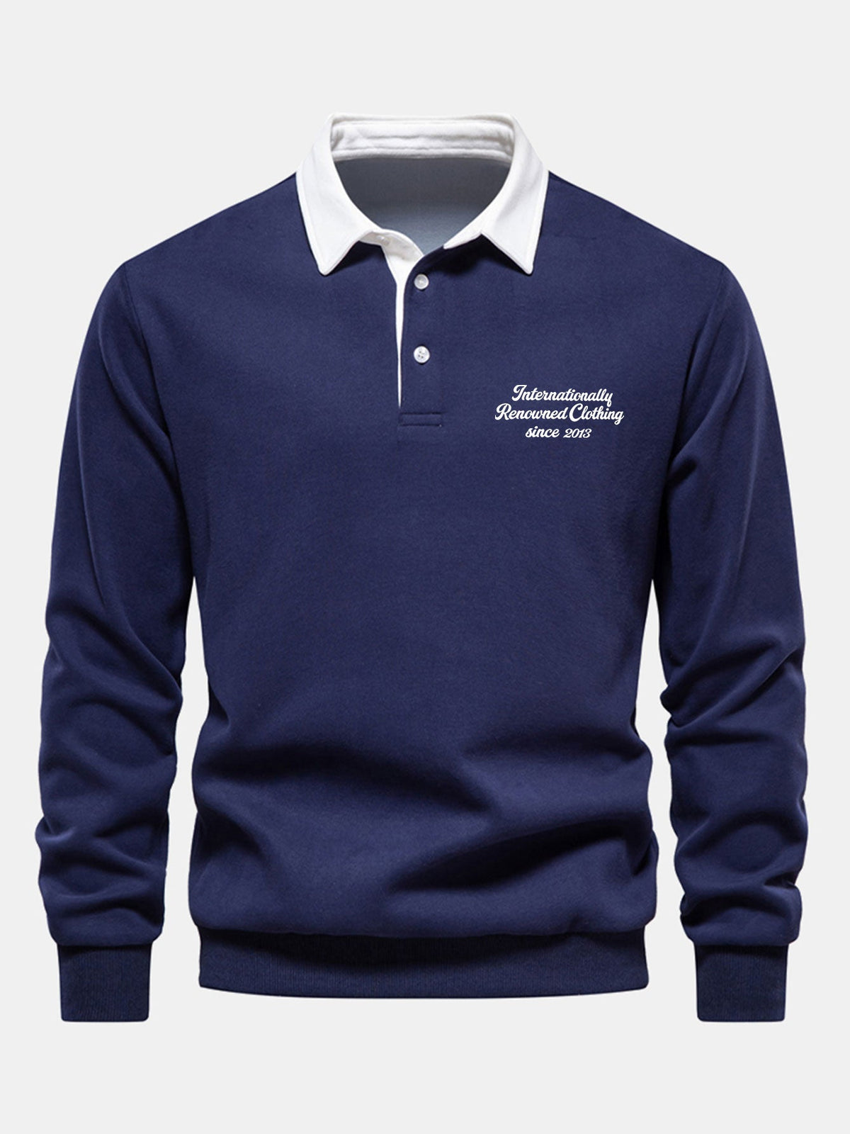 Sweatshirt mit Slogan und kontrastierendem Polokragen
