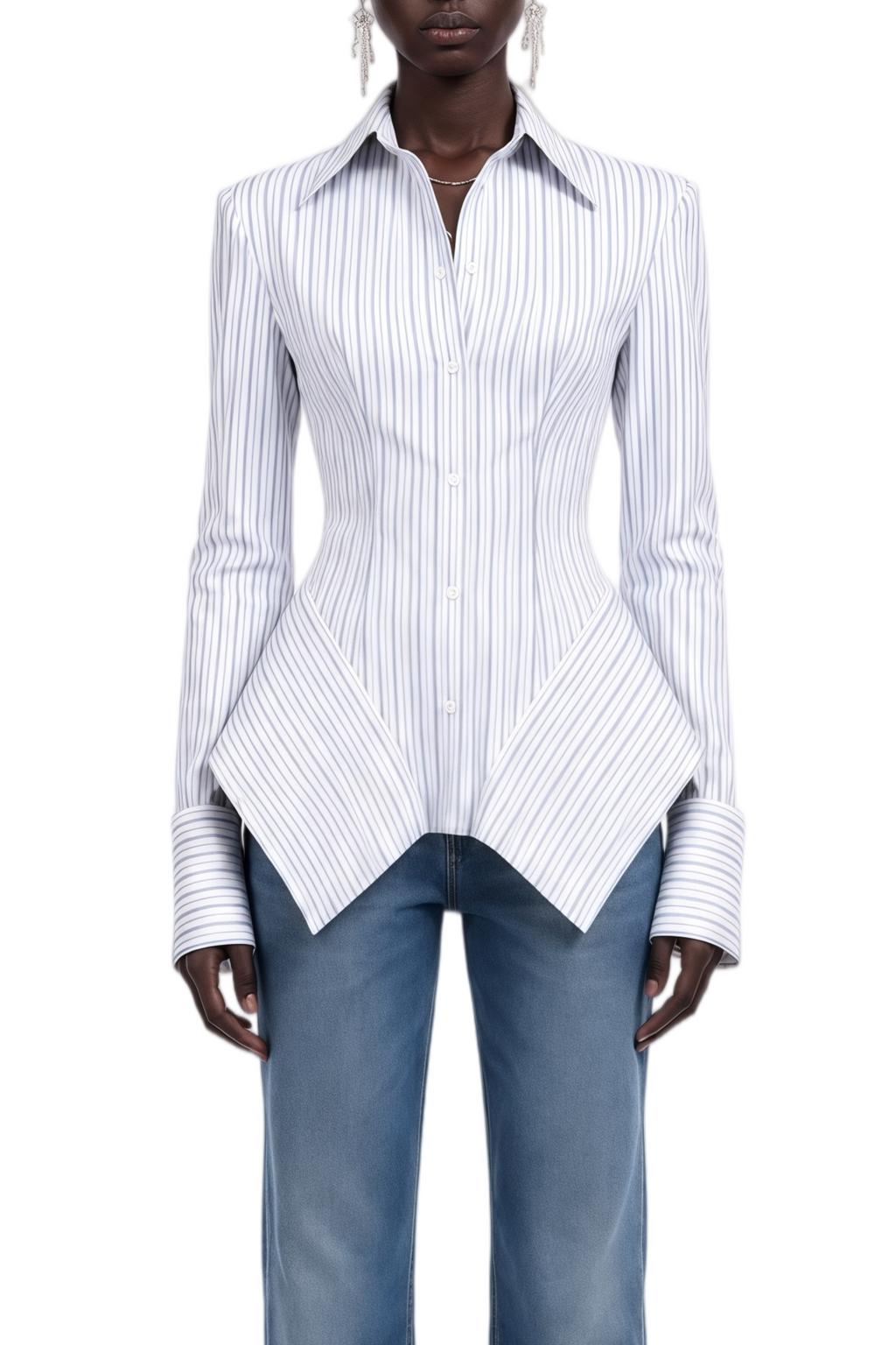 Mireille Weiße Plisseebluse mit Asymmetrischem Saum