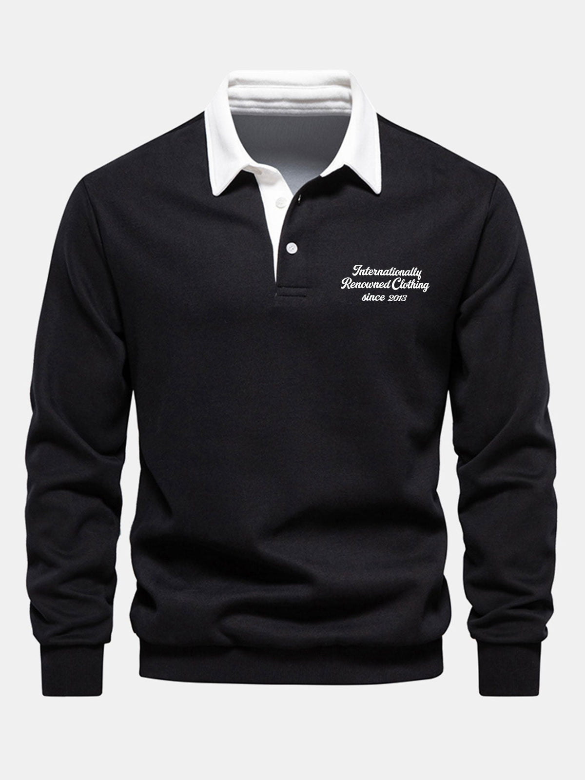 Sweatshirt mit Slogan und kontrastierendem Polokragen
