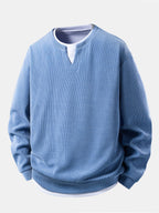 2-in-1 Waffel-Sweatshirt mit Cut-Out-Kragen