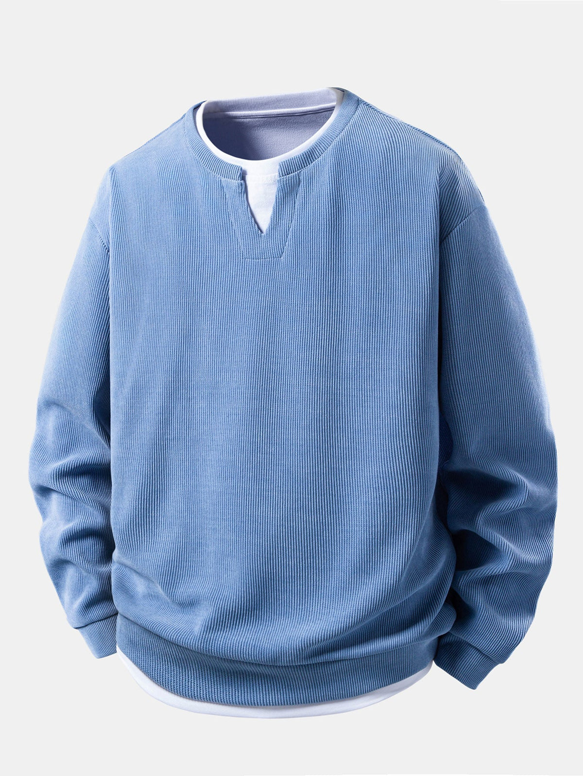 2-in-1 Waffel-Sweatshirt mit Cut-Out-Kragen