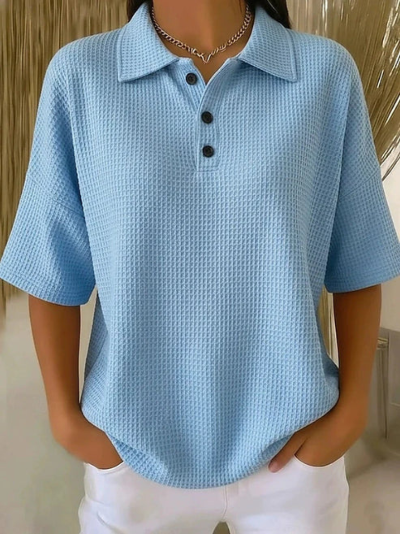 Gisela | Komfortable Waffle Polo Bluse