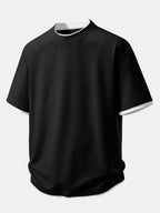 Bequemes 2-in-1 Waffel T-Shirt mit Rundhalsausschnitt und Waffel-Shorts in 7 Zoll