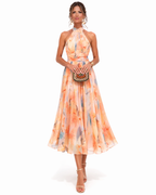 Aurora – Halterneck Kleid mit Aquarellmuster