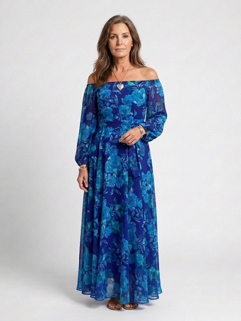 Aspen | Floral Maxi Dress with Off-Shoulder Design