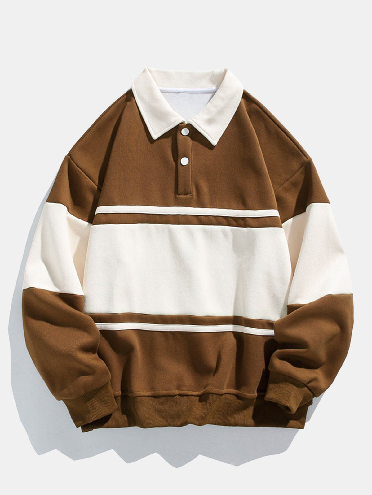 Bequemes Farbblock-Patchwork Polo-Sweatshirt