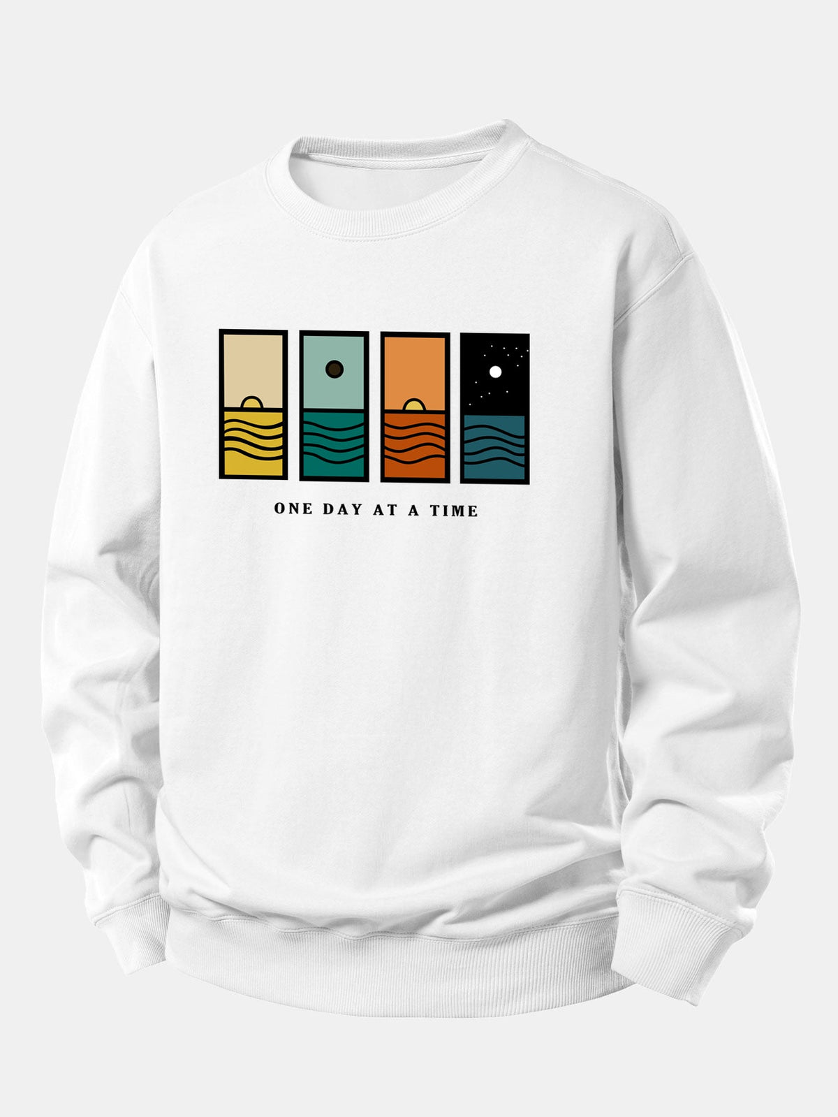 Relaxed-Fit Sweatshirt with 'One Day At A Time' Print
