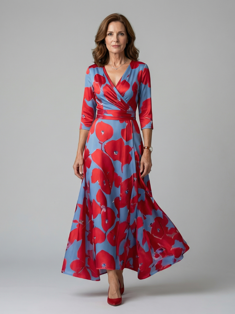 Celine | Midi-Kleid mit Wickelausschnitt