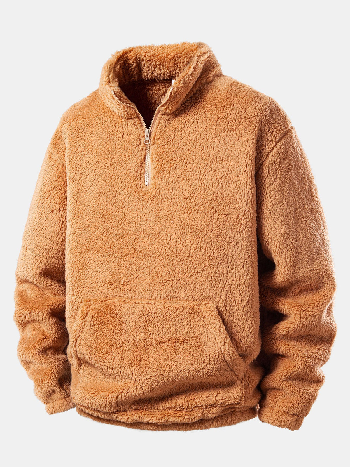 Viertelreißverschluss Sweatshirt mit Teddy-Futter