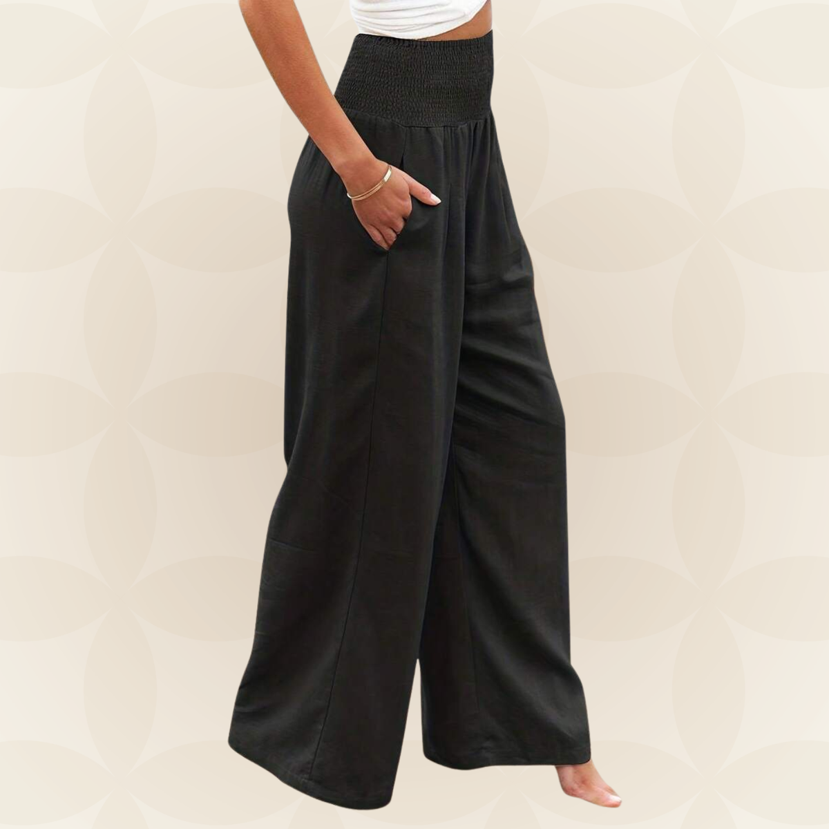 José | Hochtaillierte Lange Hose mit Taschen