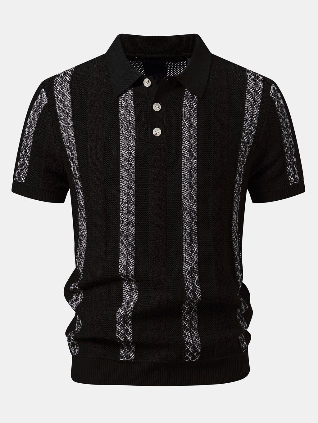 Gestreiftes strukturiertes Strick-Polo mit Slim Fit tapered Hose