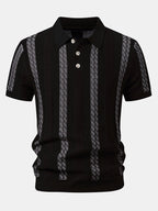 Gestreiftes strukturiertes Strick-Polo mit Slim Fit tapered Hose