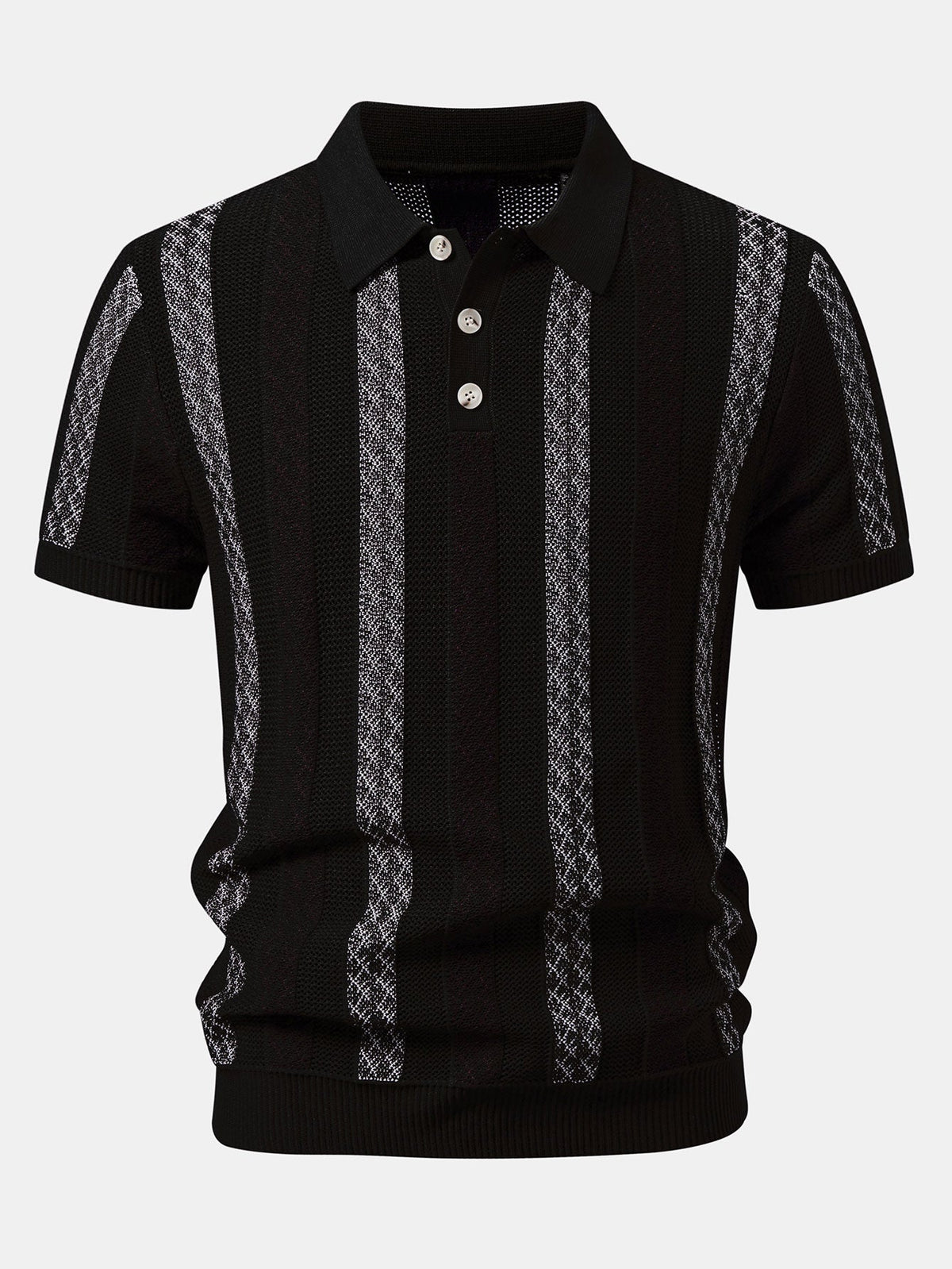 Gestreiftes strukturiertes Strick-Polo mit Slim Fit tapered Hose