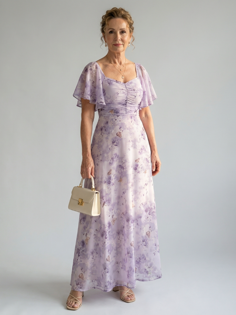 Vaelis | Midi-Kleid mit Schmetterlingsärmeln