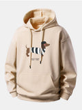 Loszittender Hoodie mit französischem Teckel-Print