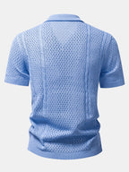 Offenes Strickhemd mit gerader Leinenhose