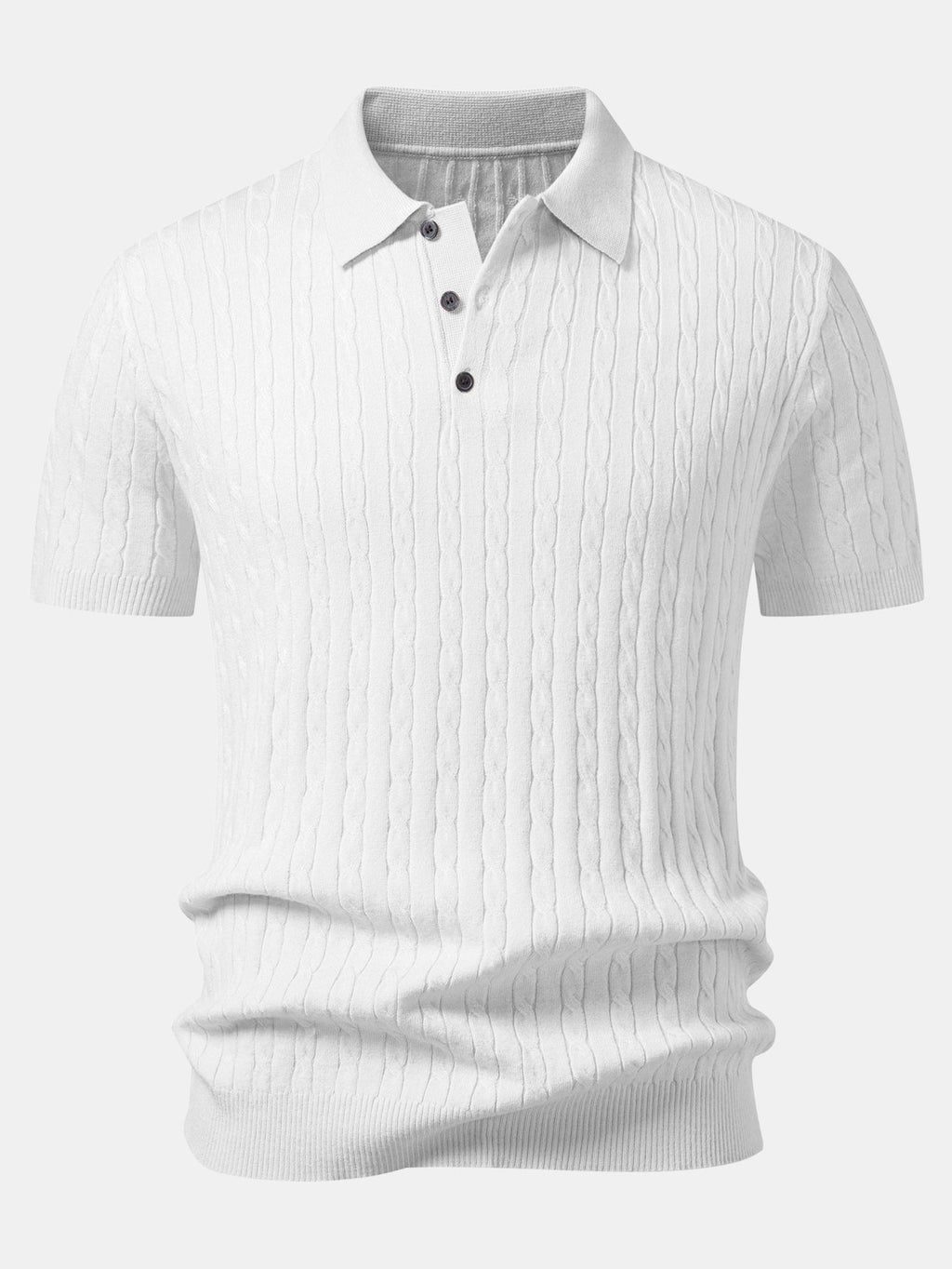 Jacquard Strick-Polo mit gedrehtem Design & Slim Fit Hose