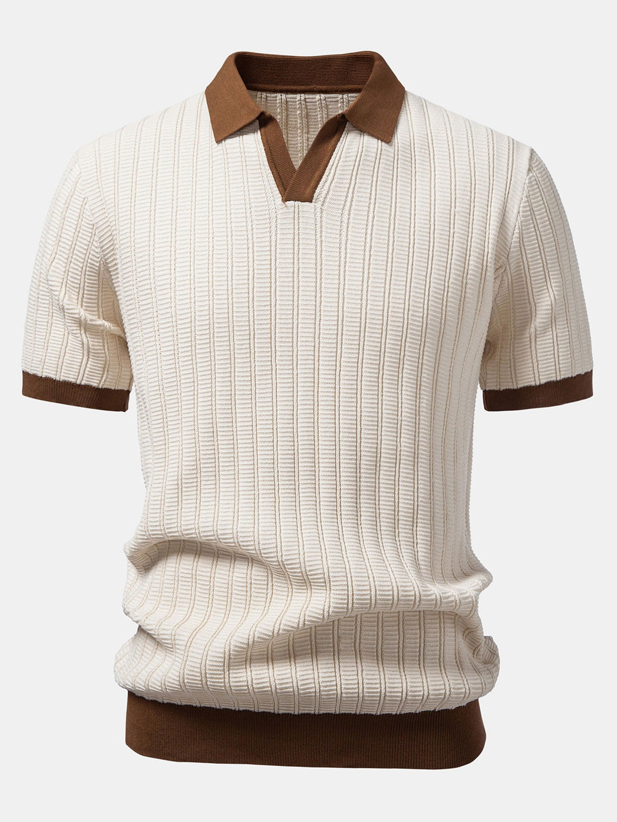 Kontrastreiches Strukturiertes Johnny-Kragen Polo mit Slim Fit Tapered Hose