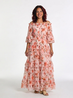 ROSALIE | MAXI DRESS WITH FLORAL RUFFLES