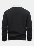 Kontraststreifen-Polo-Kragen-Sweatshirt
