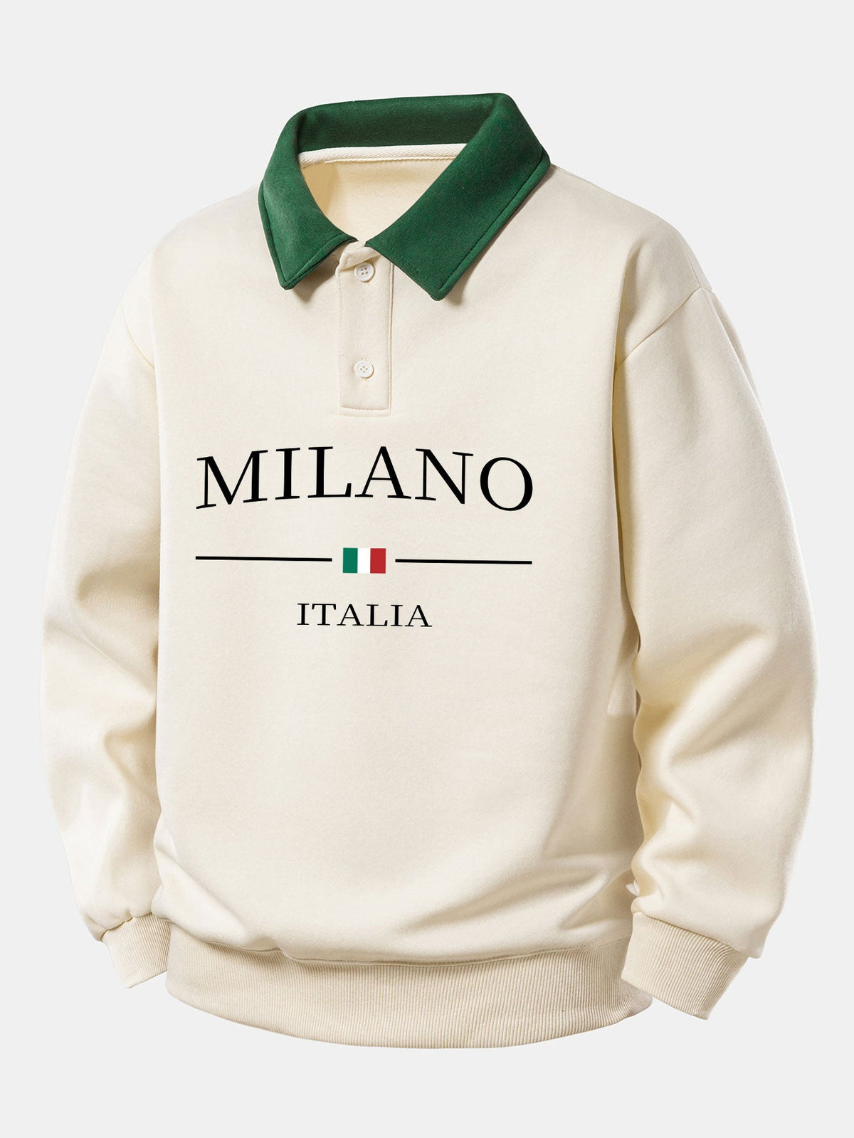 Bequemer Sweatshirt mit Milano-Print und Kontrast-Polo