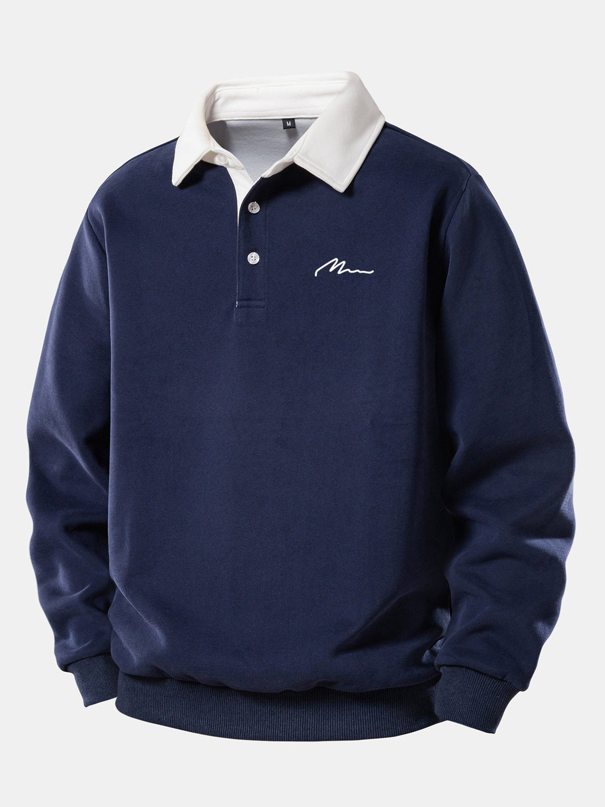 Herren Sweatshirt mit Kontrast-Polo-Kragen und Print