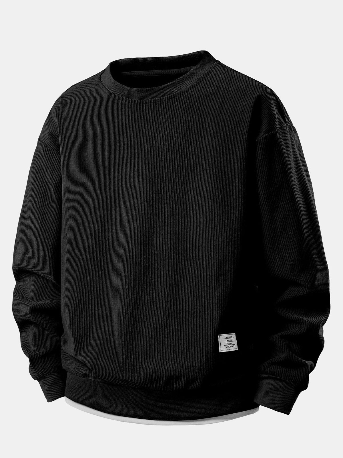 Versatile 2-in-1 Crew Neck Stretch Corduroy Sweater
