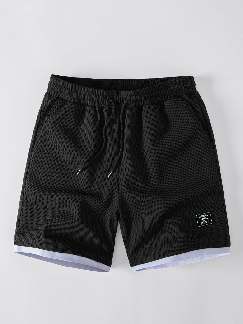 2-in-1 Waffle T-Shirt mit Kragen und 7-Zoll Shorts Set