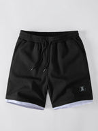 2-in-1 Waffle T-Shirt mit Kragen und 7-Zoll Shorts Set