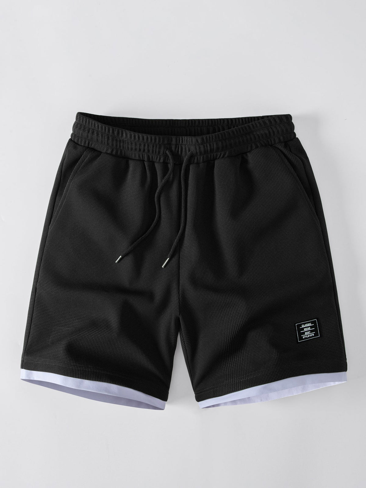 2-in-1 Waffle T-Shirt mit Kragen und 7-Zoll Shorts Set