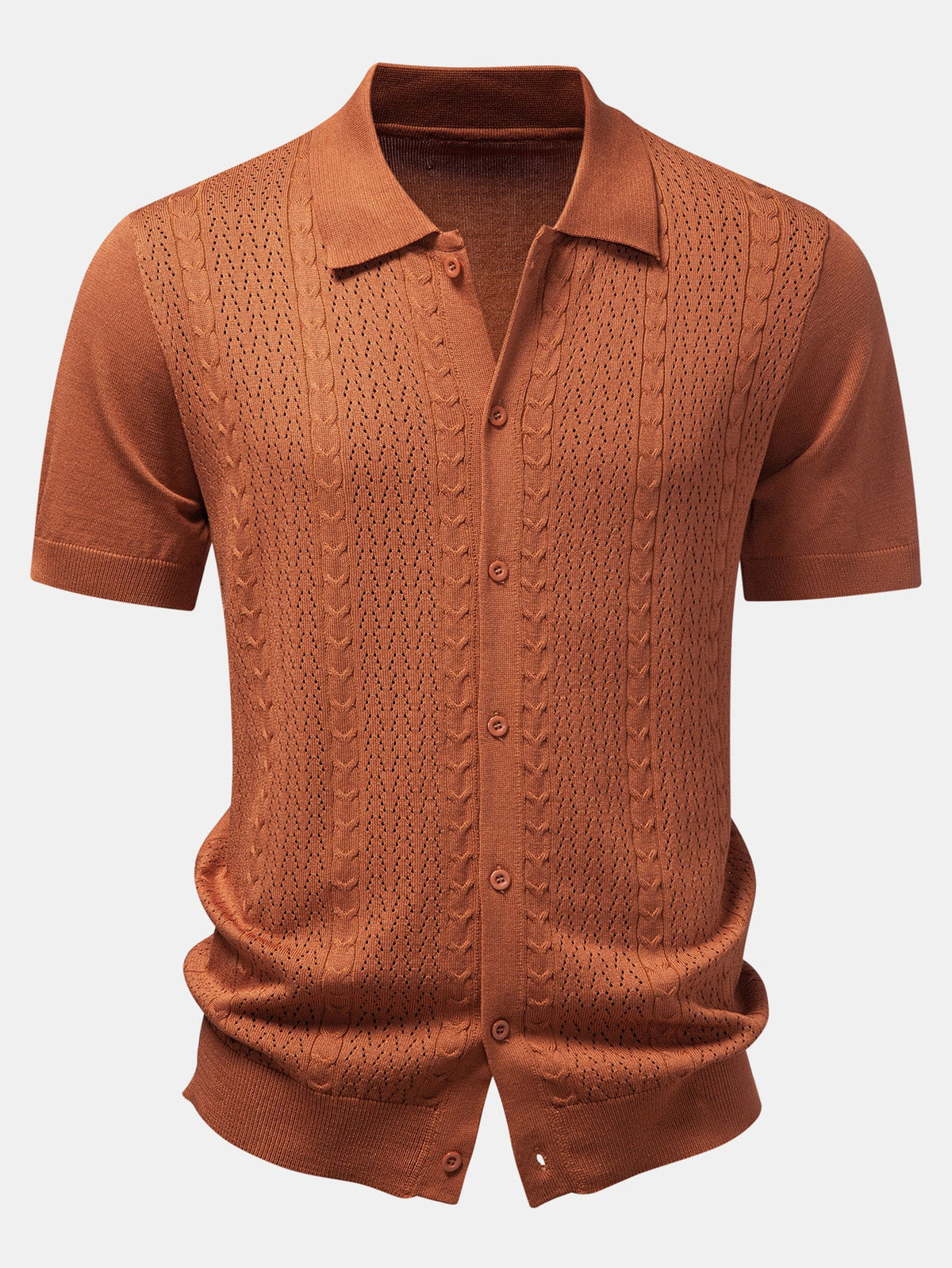 Gestreifte Jacquard-Strickjacke mit Knöpfen und kurze Hosen mit Rüschendetails und 5-Zoll-Kordelzug