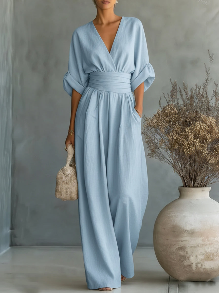 Alessia | Eleganter V-Ausschnitt Jumpsuit mit Hoher Taille