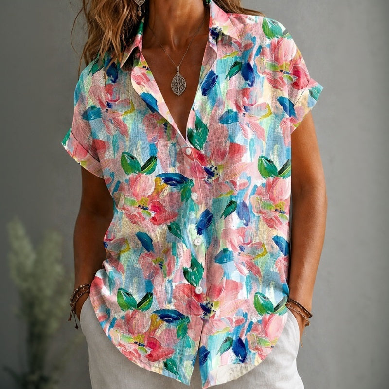 Corina | Retro Floral Print Blouse