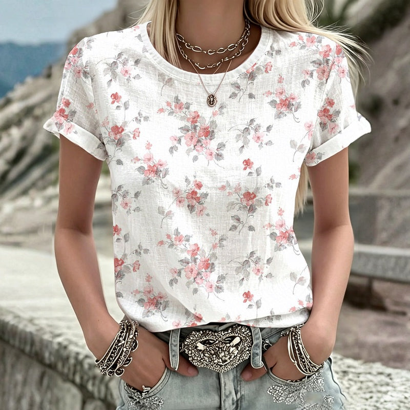 Silvia - Entspanntes T-Shirt mit floralem Design