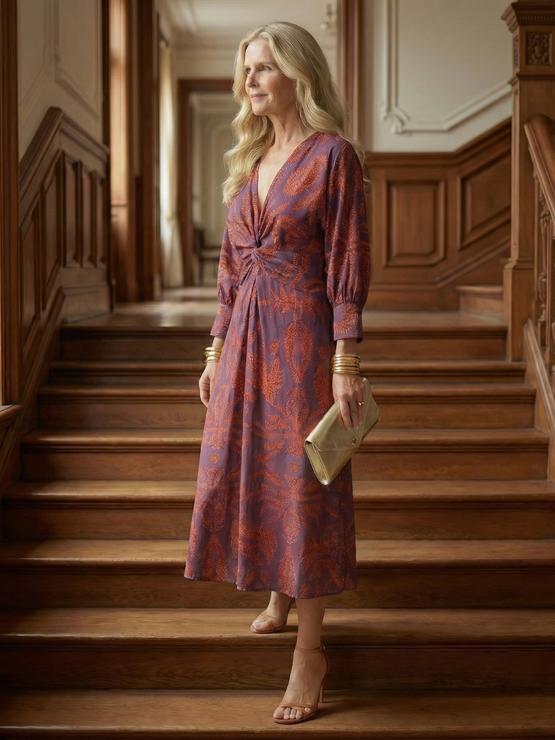 Lune | Natürliches Wickelkleid in Midi-Länge