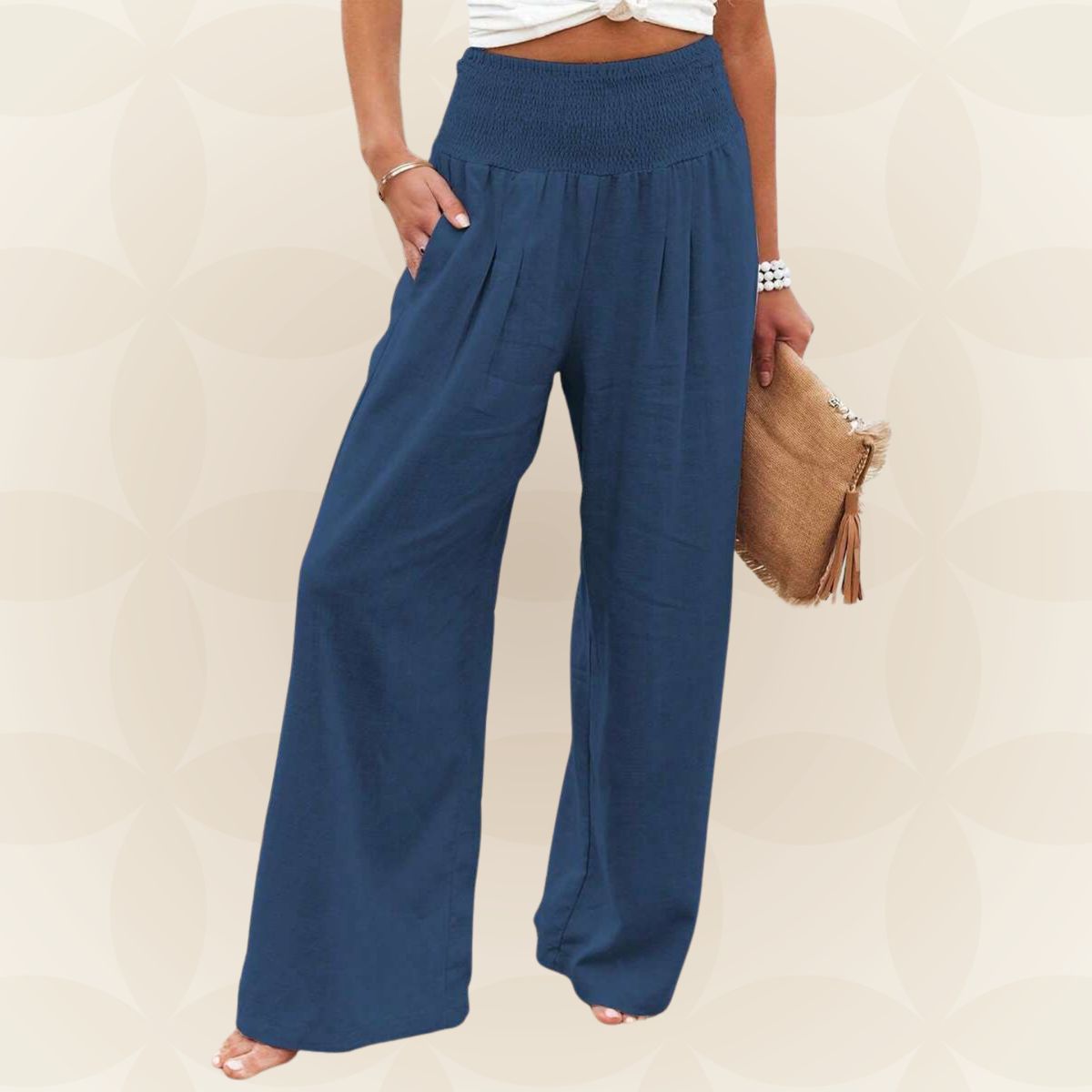 José | Hochtaillierte Lange Hose mit Taschen