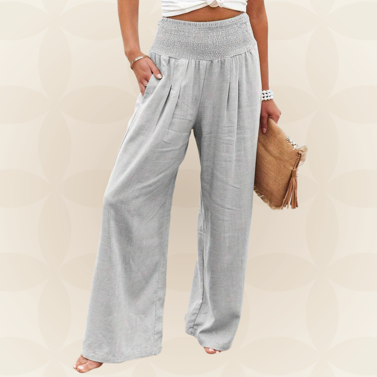 José | Hochtaillierte Lange Hose mit Taschen