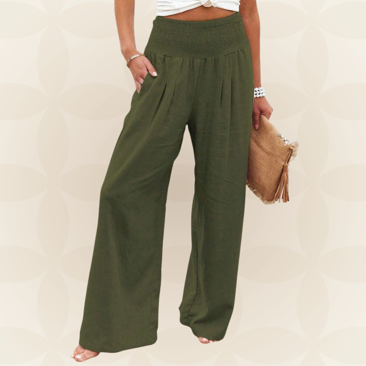 José | Hochtaillierte Lange Hose mit Taschen