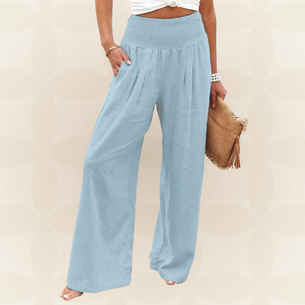 José | Hochtaillierte Lange Hose mit Taschen