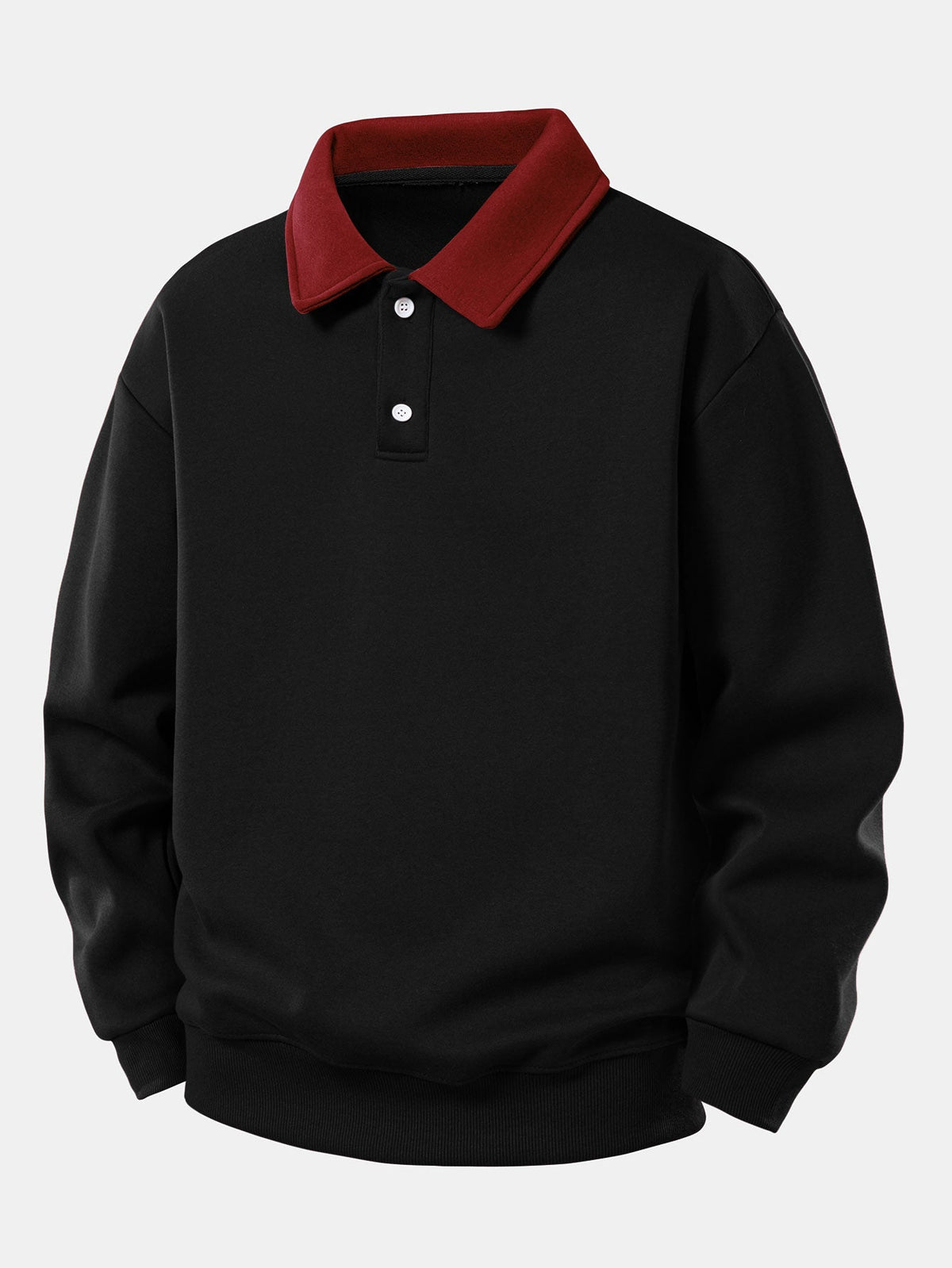 Bequemes Kontrast-Polo Sweatshirt mit entspannter Passform