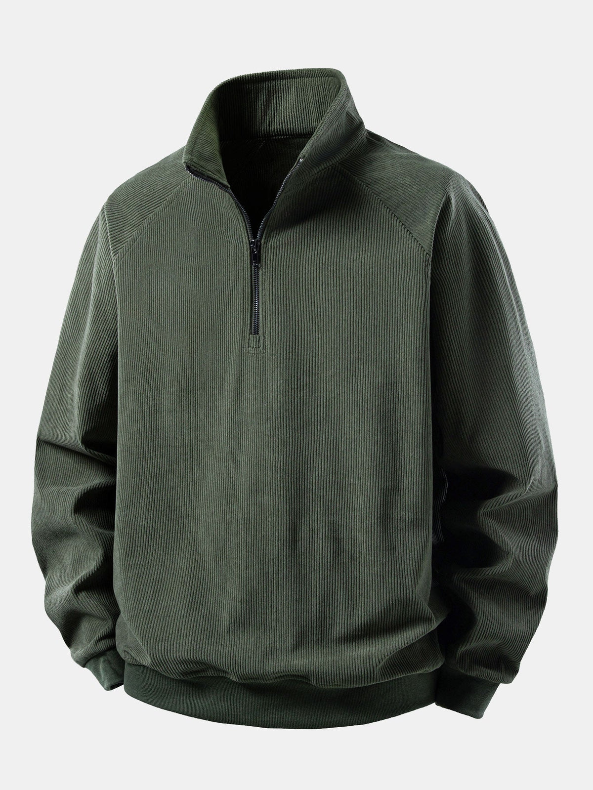 Viertelreißverschluss-Sweatshirt mit Rippcord-Raglanärmeln
